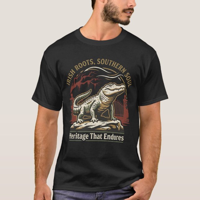 Irish Roots Southern Soul Alligator T Shirt (Framsida)
