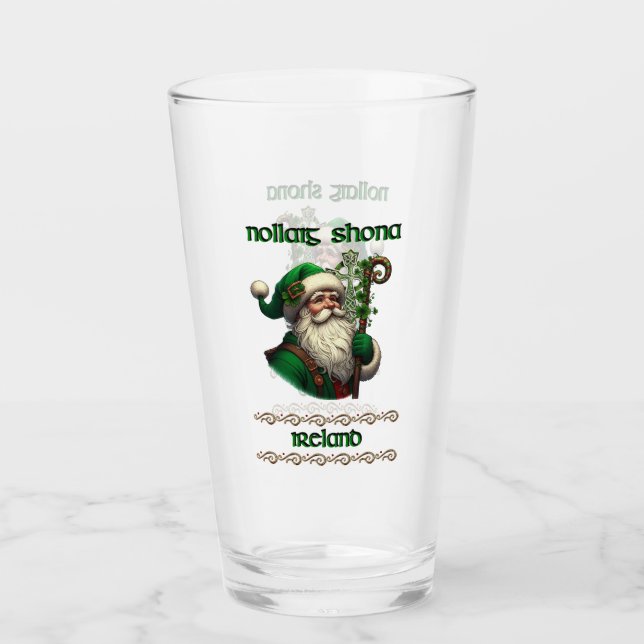 Irish Santa & Celtic Knot jul Glass Glaskopp (Framsida)