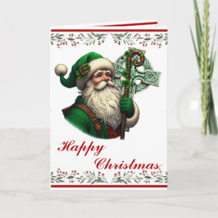 Irish Santa with Celtic Kor Personlig Julafton Kort