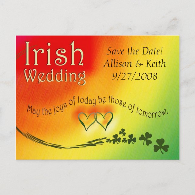 Irish Save Date Bröllop vycard Meddelande Vykort (Framsida)