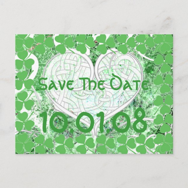 Irish Save the Date - Distress-Grunged Meddelande Vykort (Framsida)