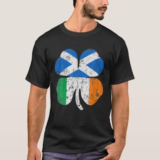 Irish Scottish Flagga Ireland Scotland St Patricks T Shirt (Framsida)