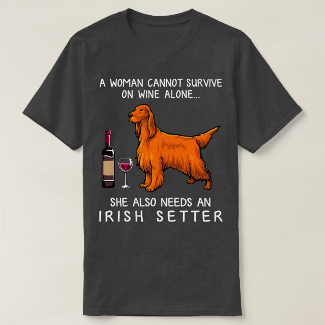 Irish Setter and vin Rolig hund  T Shirt (Design framsida)