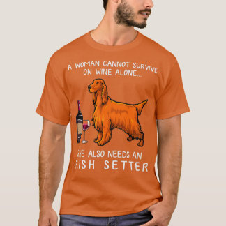 Irish Setter and wine Funny dog  T Shirt