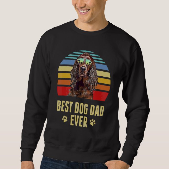 Irish Setter Best Hund Pappa All Retro Sunset Lång Ärmad Tröja (Framsida)