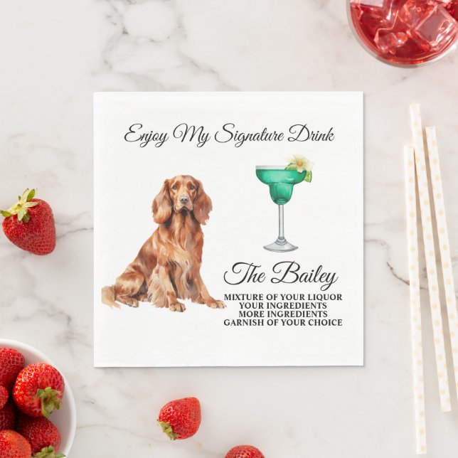 Irish Setter Bröllop Namnteckning Drink Napkins Pappersservett (Insitu)