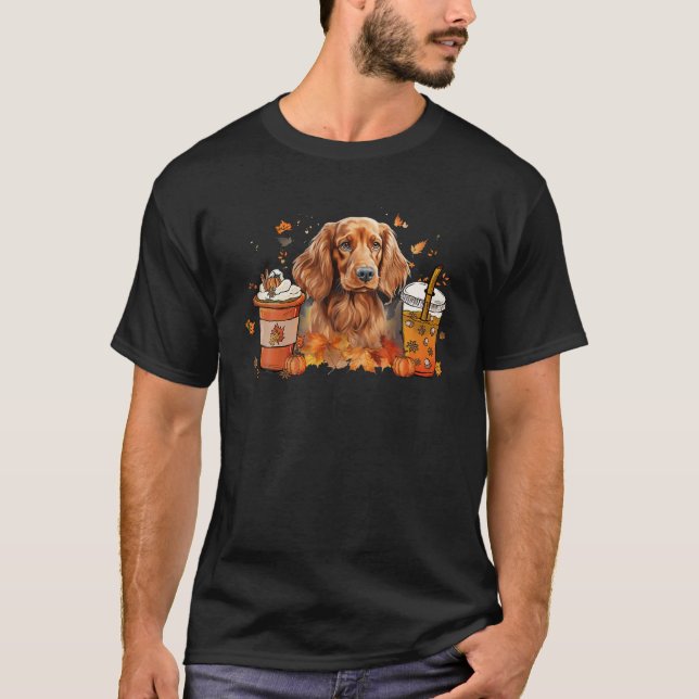 Irish Setter Coffee Warm Mysigt Fall Autumn Vibes T Shirt (Framsida)