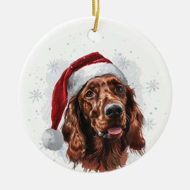 Irish Setter Dog Christmas Personalized Julgransprydnad Keramik (Framsidan)