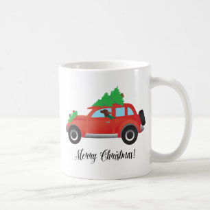 Irish Setter Driving a Car with a träd on top. Kaffemugg