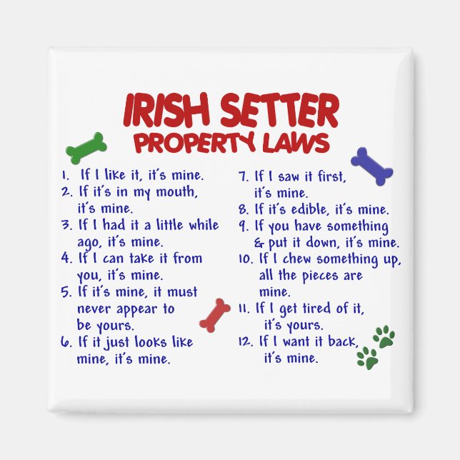 IRISH SETTER Egendom LAGSTIFTNING 2 Magnet (Framsidan)