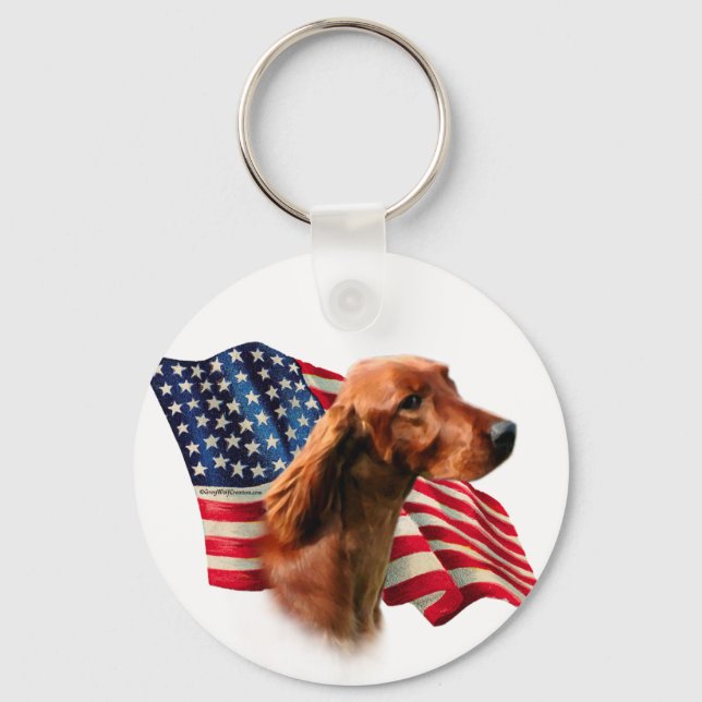 Irish Setter Flagga Nyckelring (Framsida)