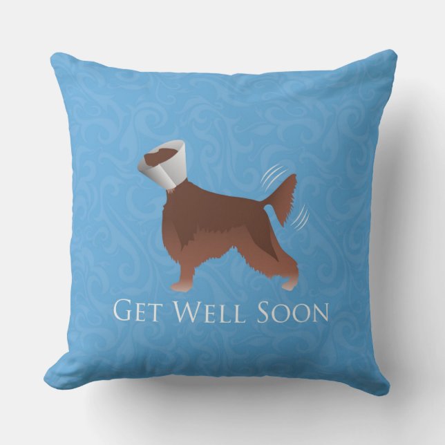 Irish Setter Get well Soon Silhouette Hund in Cone Kudde (Framsida)