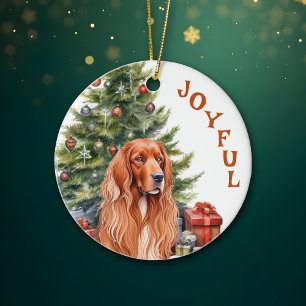 Irish Setter Glatt jul Julgransprydnad Keramik