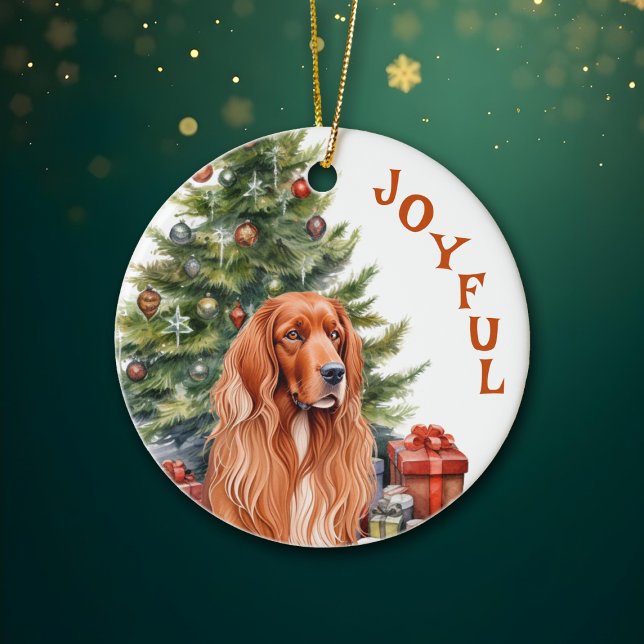 Irish Setter Glatt jul Julgransprydnad Keramik (Skapare uppladdad)