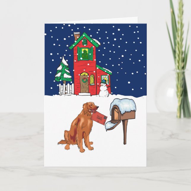 Irish Setter God Jul Mail Helgkort (Framsida)
