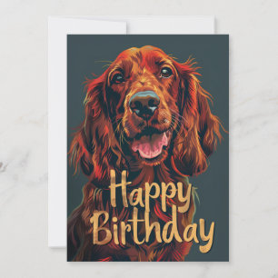 Irish Setter Grattis på födelsedagen Julkort
