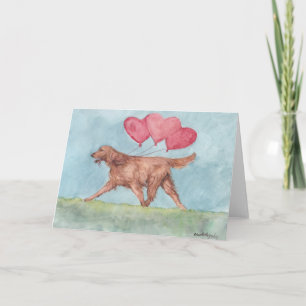 Irish Setter Hearearts Hund Art Greeting Card Kort