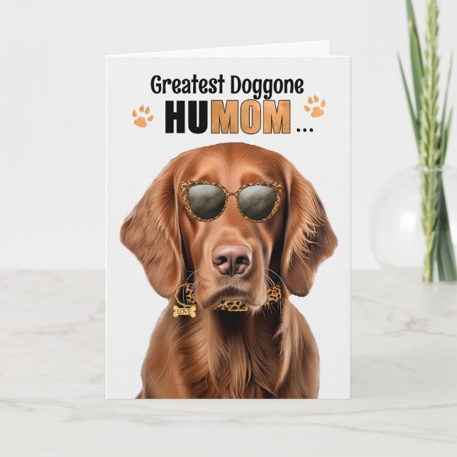 Irish Setter Hund Best HuMOM Now Mors dag Helgkort (Framsida)
