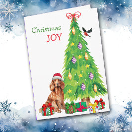 Irish Setter Hund, Bird and Julgran Helgkort