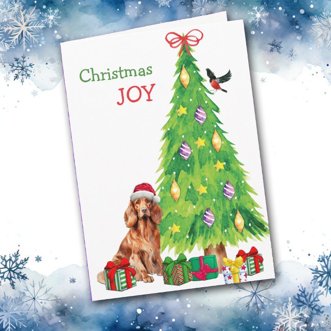 Irish Setter Hund, Bird and Julgran Helgkort (Skapare uppladdad)