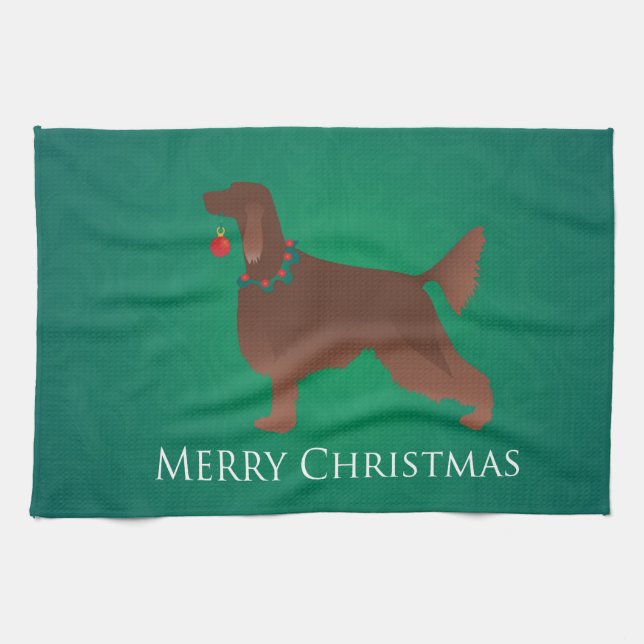 Irish Setter Hund God jul Design Kökshandduk (Horisontell)