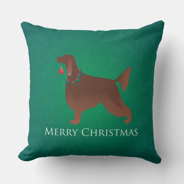 Irish Setter Hund God jul Design Kudde (Framsida)