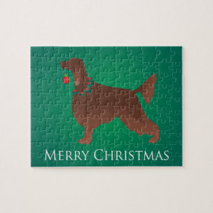 Irish Setter Hund God jul Design Pussel