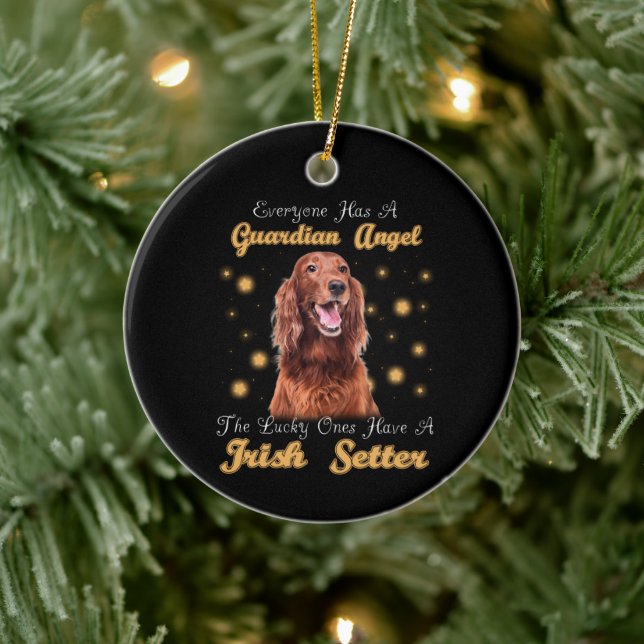Irish Setter Hund Guardian Vinkel Pet Memorial Julgransprydnad Keramik (Träd)