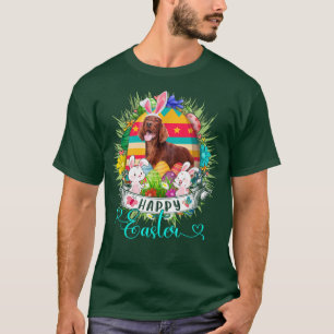 Irish Setter Hund in Påskägg Basket Bunnies Hap T Shirt