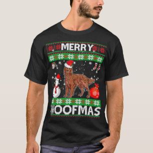 Irish Setter Hund Merry Woofmas juldräkt T Shirt