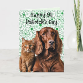 Irish Setter Hund och Irish Cat St Patrick Helgkort