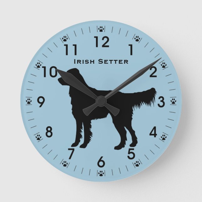 Irish Setter Hund Silhouette Personlig Rund Klocka (Framsida)