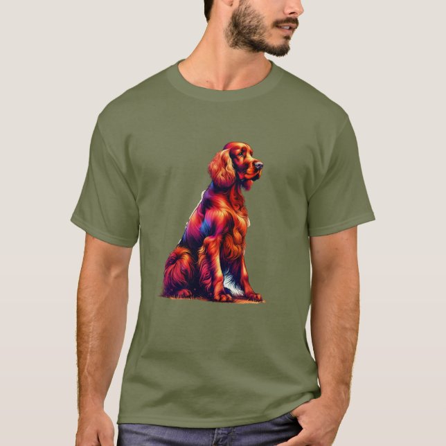 Irish Setter Hund T Shirt (Framsida)