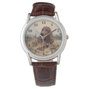 Irish Setter Hunting Pheasant ,Art Armbandsur