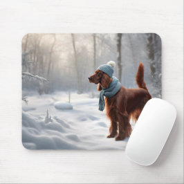 Irish Setter in Winter Skogen Musmatta