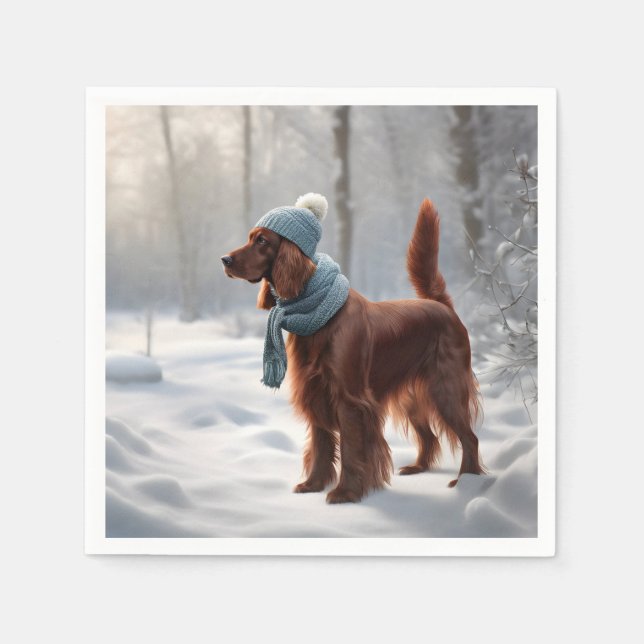 Irish Setter in Winter Skogen Pappersservett (Framsidan)