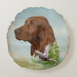 Irish Setter-jakt Rund Kudde