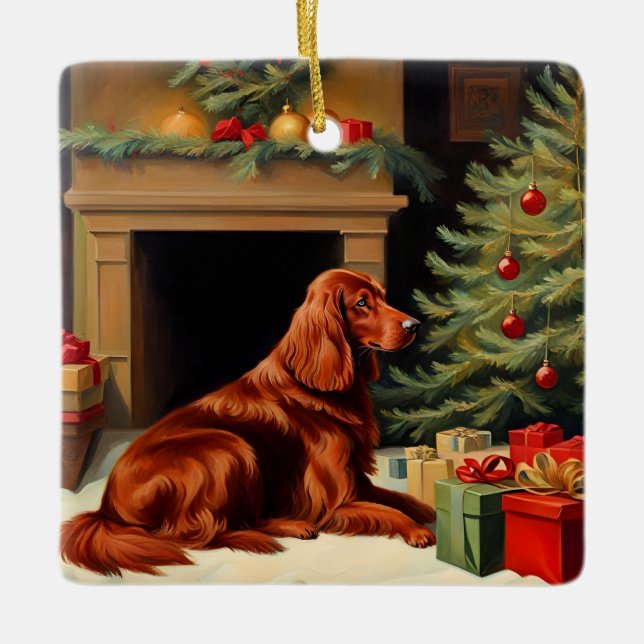 Irish Setter jul Julgransprydnad Keramik (Framsida)