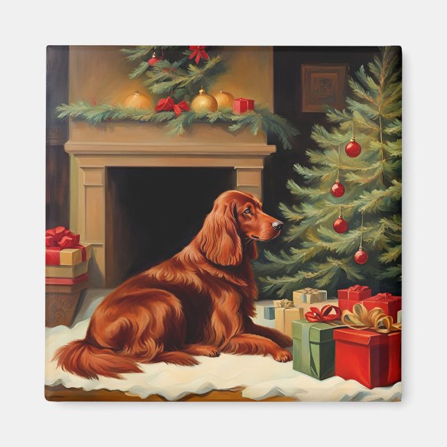 Irish Setter jul Magnet (Framsidan)