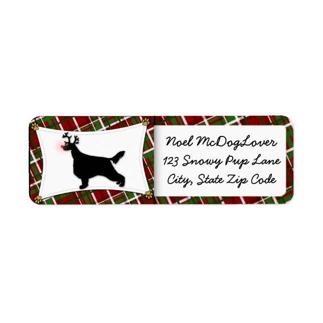 Irish Setter jul Returadress Etikett (Framsidan)