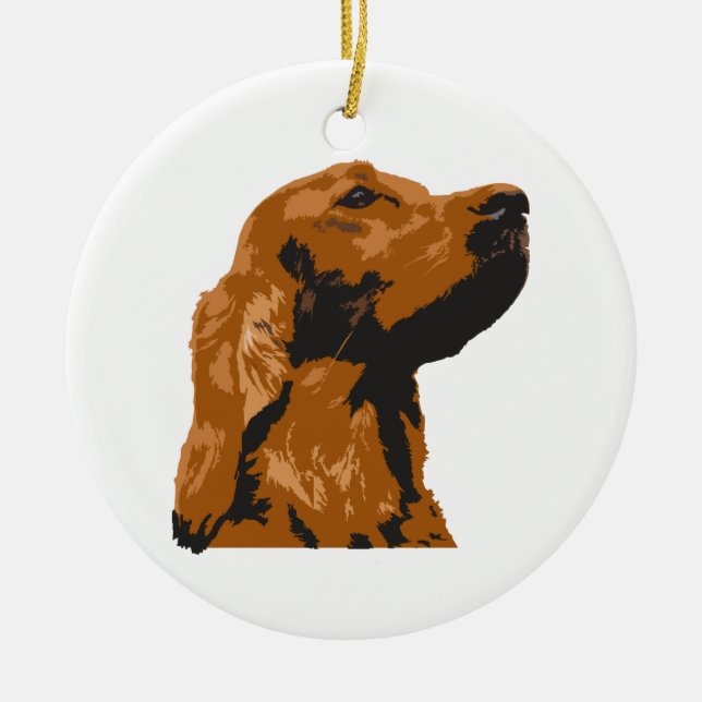 Irish Setter Julgransprydnad Keramik (Framsidan)