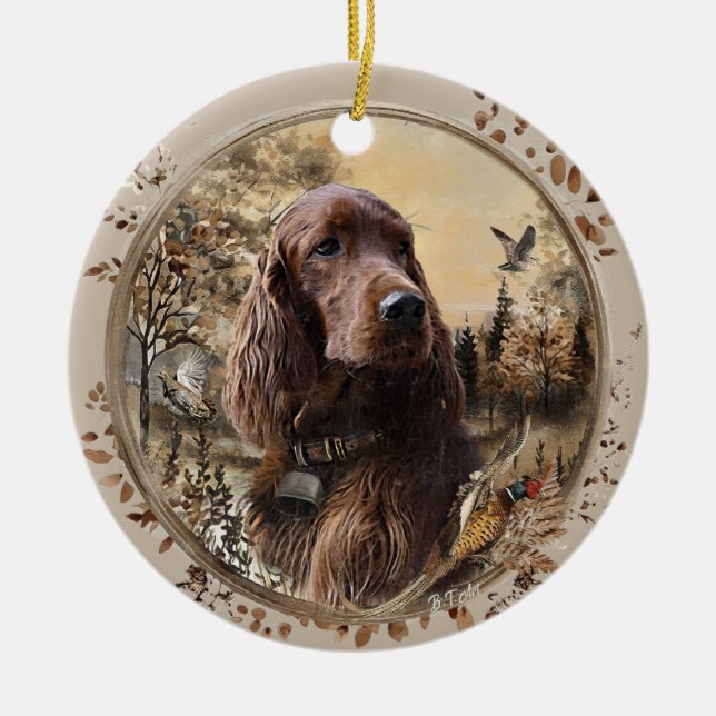  Irish  Setter Julgransprydnad Keramik (Framsidan)