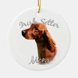 Irish Setter Mamma 2 Julgransprydnad Keramik