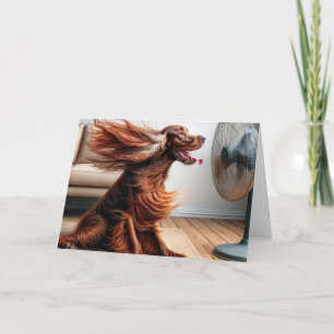 Irish Setter med blommande Fläkt Kort