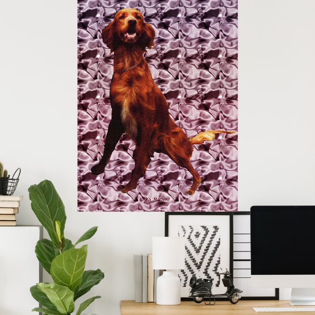 Irish Setter med lavendelblommönster affisch (Hemmakontoret)