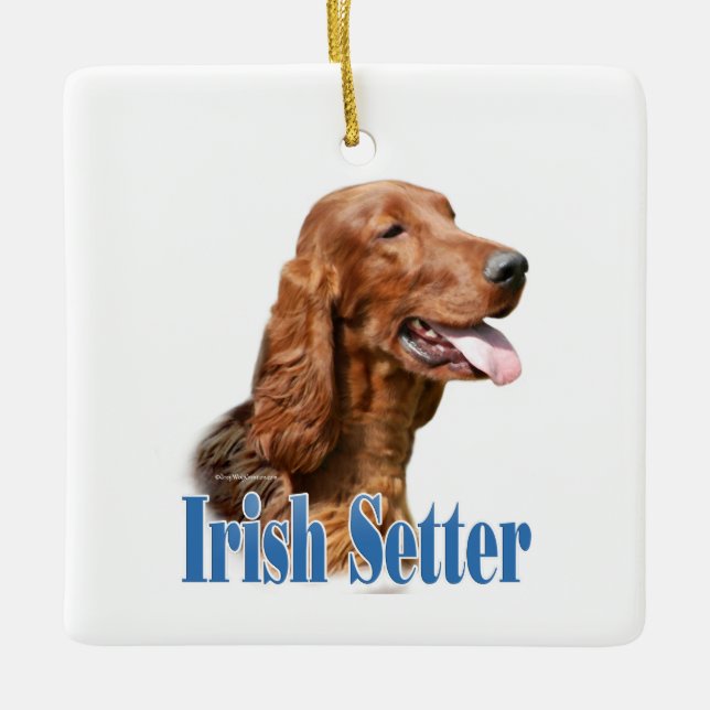 Irish Setter Namn Julgransprydnad Keramik (Framsida)