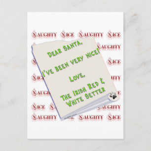 Irish Setter Naughty Nice Helg Vykort