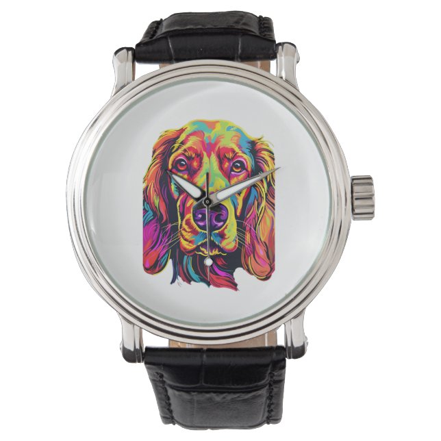 Irish Setter Neon Design Armbandsur (Framsida)