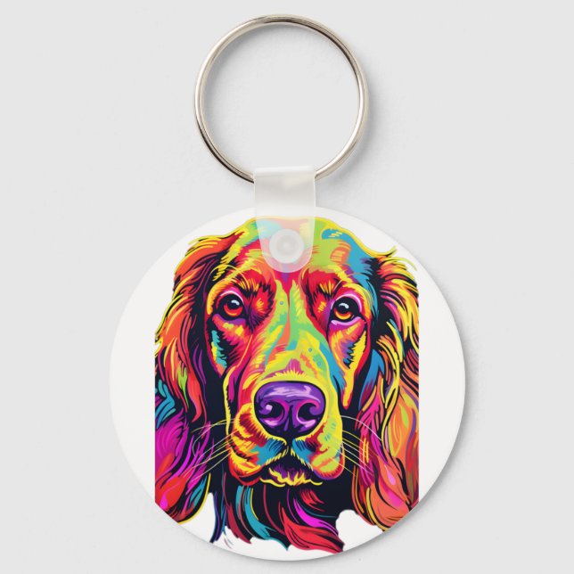 Irish Setter Neon Design Nyckelring (Framsida)