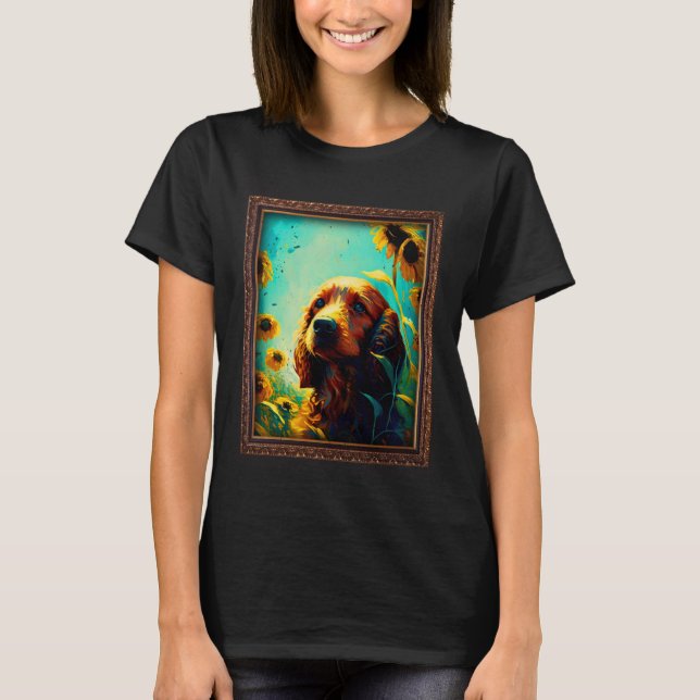 Irish Setter Painting Sunflower Flower Mom Women F T Shirt (Framsida)